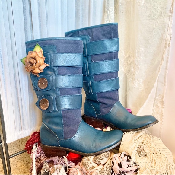 Anthropologie Shoes - Anthro MATIKO Blue Leather Boots
